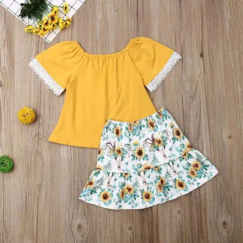 

UK Toddler Kids Baby Girl Ruffle T-shirt Top Skirt Dress 2Pcs Outfit Clothes Set