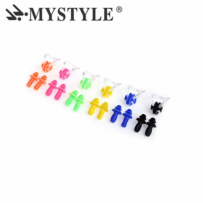 Soft Silicone Swimming Nose Clips + 2 Ear Plugs Earplugs Gear with A Case Box Set Pool Accessories Water Sports