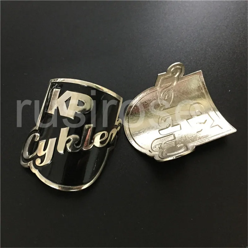 

Bicycle metal OEM customization, high-end will not rust bike signs custom, soft enamel curved bike car LOGO stickers custom
