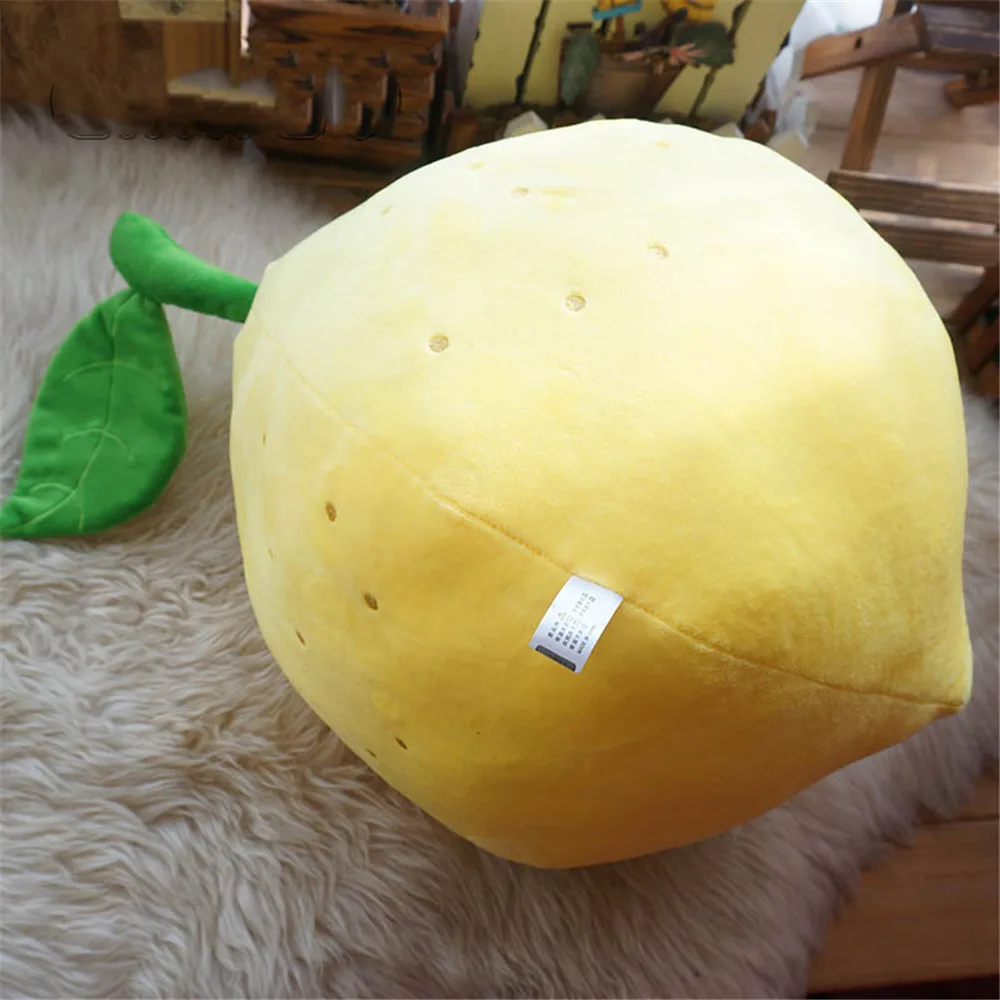 Fancytrader Cute Lemon Plush Toys Doll Round Shaped Fruits Yellow Lemon Pillow Cushion 40cm Kids Present3