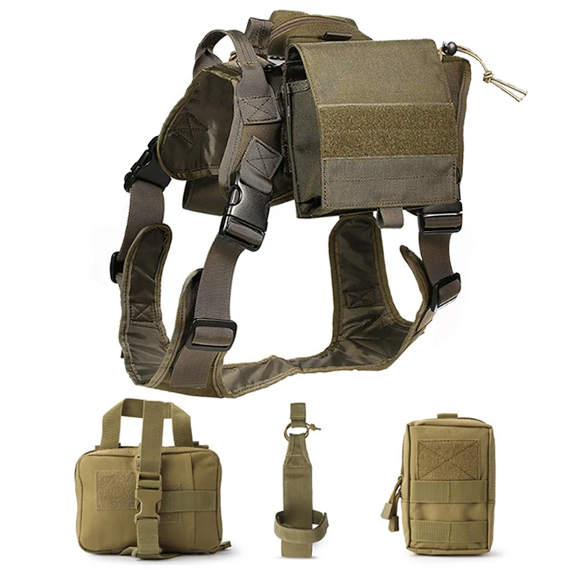 Большой яркий Тактический Жилет MOLLE D4 для собак с 3 сумками защитная одежда и