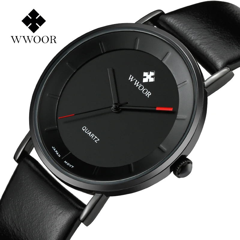 

WWOOR ultra-fashion quartz men's leather watch watch simple temperament luxury business Luxo de marca de topo
