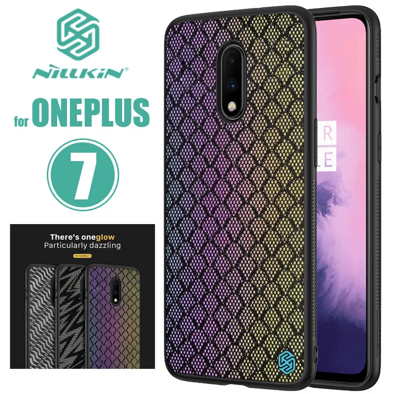 

Oneplus 7 Case Nillkin Glossy Fashion 1+7 Silicone Soft Edge One Plus 7 Luxury Fabric Phone Case for Oneplus 7 Nilkin Back Cover