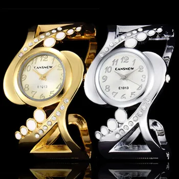 

Women Dress Quartz Watch 2020 New Stylish Silver Gold Cuff Bangle Wristwatch Ladies Shiny Crystal Hot montre femme