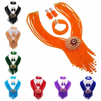 

Costume African Beads Jewelry Set Crystal Nigerian African Wedding Beads Bridal Jewelry Sets Free Shipping ABF718