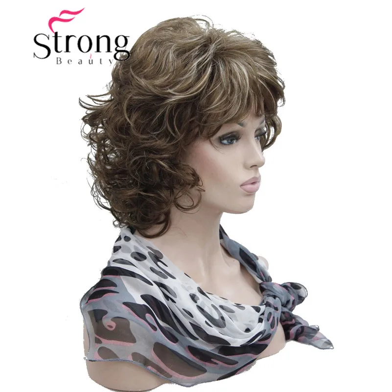 StrongBeauty черные короткие мягкие мохнатые слоистых Полный синтетический парик вьющиеся Для женщин синтетические парики
