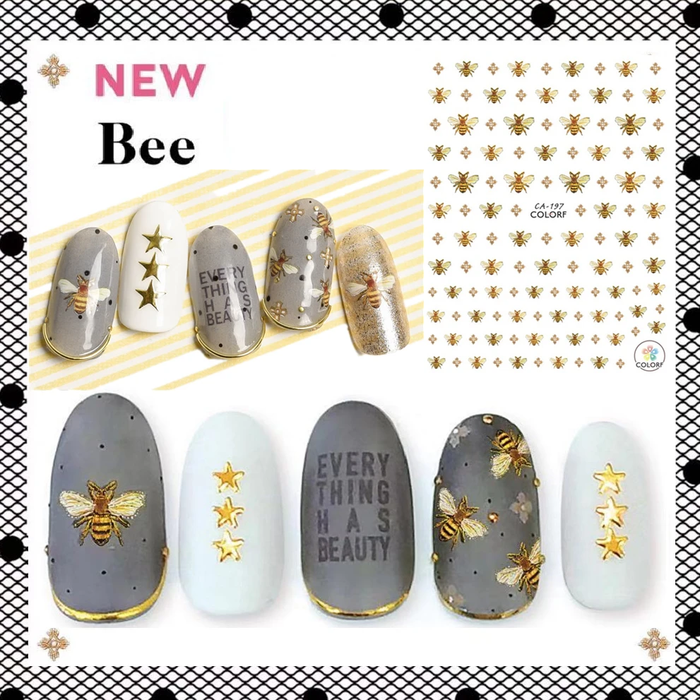 

CA-197-198 bees bug 3d nail art stickers decal template diy nail tool decorations