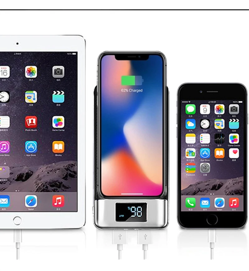 Wireless Charger Powerbank Portable 30000mah Power Bank External Battery Bank Built-in QI Wireless Charger For iPhone Samsung Wireless Charger Powerbank Portable 30000mah Power Bank External Battery Bank Built-in QI Wireless Charger For iPhone Samsung