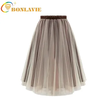 

Women's Clothing Summer Short Skirt Mesh Half-length Above Knee Solid Color Two Layer 2019 New Eugene Yarn Fashion Skirt