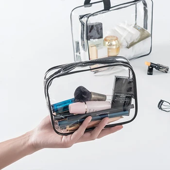 

Transparent Clear Travel Cosmetic Bags PVC leather Zipper Makeup Bags Organizer Beauty Case Toiletry Bag Bath Wash Make Up Case
