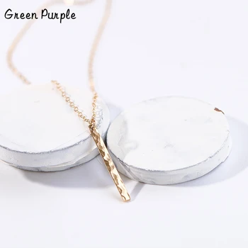 

Hammered Long Bar Necklace handmade Gold Chocker Jewelry Pendants Boho Kolye Necklace for Women