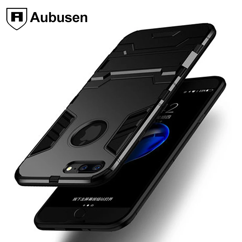 

For IPhone 7 8 plus case Aubusen Hybrid Armor Rugged Carbon Fiber Brushed TPU Cover For IPhone 8 7 plus
