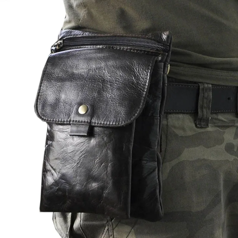 Bolsa de Couro do Mensageiro do Couro dos Homens Bolsa de Ombro Celular Case Bolso Cigarro Hip Cinto Fanny Bolsa –