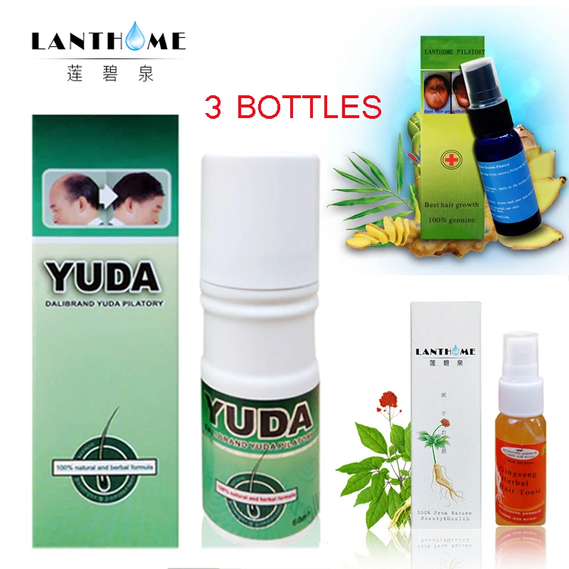 3 bottles andrea hair growth essence repellent hair loss shampoo for hair regrowth poudre ginseng root spray hair for men/women