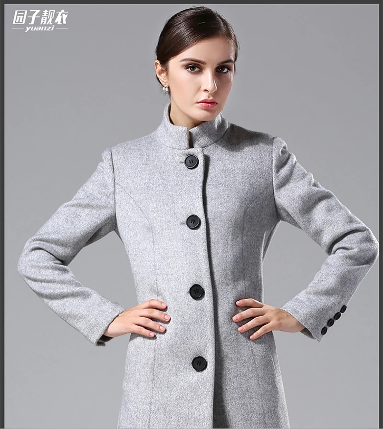 Осень Зима Новое женское кашемировое пальто большого размера модное классическое женское пальто в европейском стиле длинное шерстяное пальто с воротником-стойкой