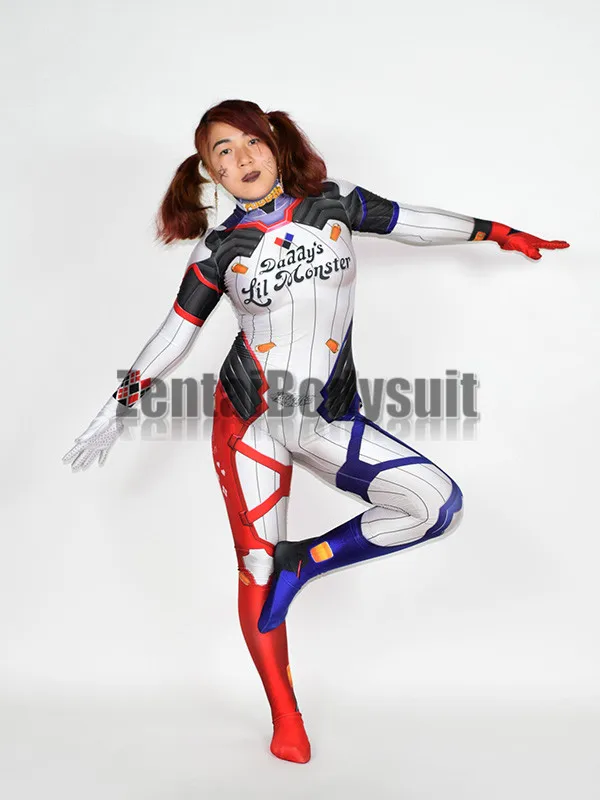 3D принт D.Va Harley Quinn костюмы зентай боди два Харли Хэллоуин Косплей Костюм|harley quinn