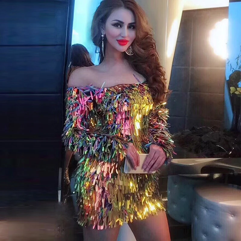 Fashion2018new стиль Слэш шеи сексуальное Клубное платье с открытыми плечами низким