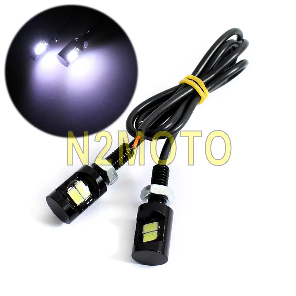 2pcs White Led Licence Plate Bolt Light Black Number Plate Lights For