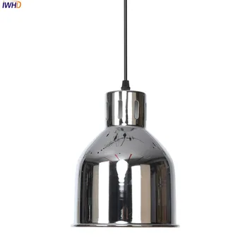 

IWHD Plated LED Pendant Light Iron Adjustable Hanglamp Vintage Pendant Light Fixtures For Home Lighting Suspension Luminaire