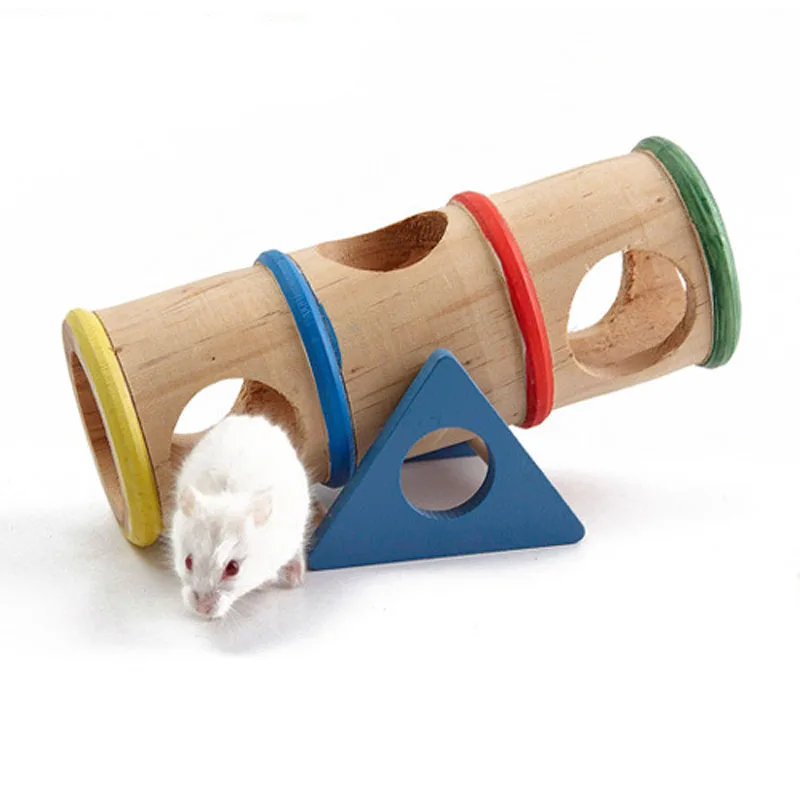 

1PC Rainbow Color Wood Hamster Seesaw Tube Tunnel Cage House Small Pet Toy for Rat Mouse Hamsters Creative Gift