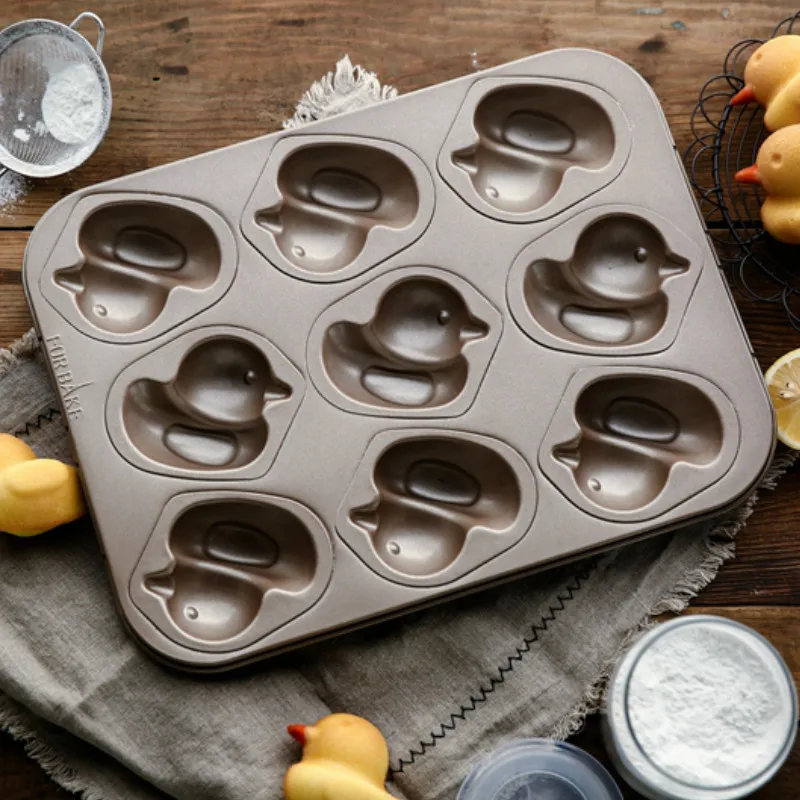 3D cake mold carbon steel cake baking tray 9 mini cake cake tray non