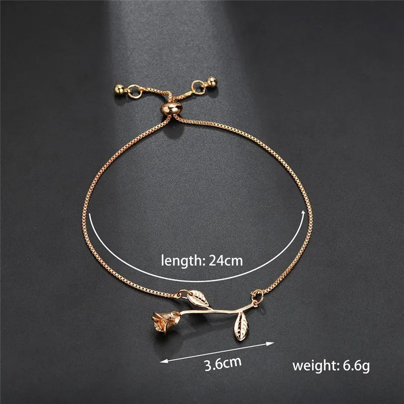 Fashion bracelets for women 2018 Crystal Rhinestone Rose Flower Plated Bangles Bracelet Jewelry Adjustable Accessories J20#N  (7)