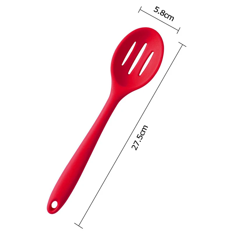 Silicone Slotted Spoon Kitchen Spoon Large Long Handle Strainer Spoon Silicone Scoop Colander Straining Mixing Cooking Utensils