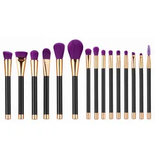 15pcs Purple Professional Makeup Brushes Set Powder Foundation Eyeshadow Eyeliner Lip Contour Concealer Smudge Brush Tool