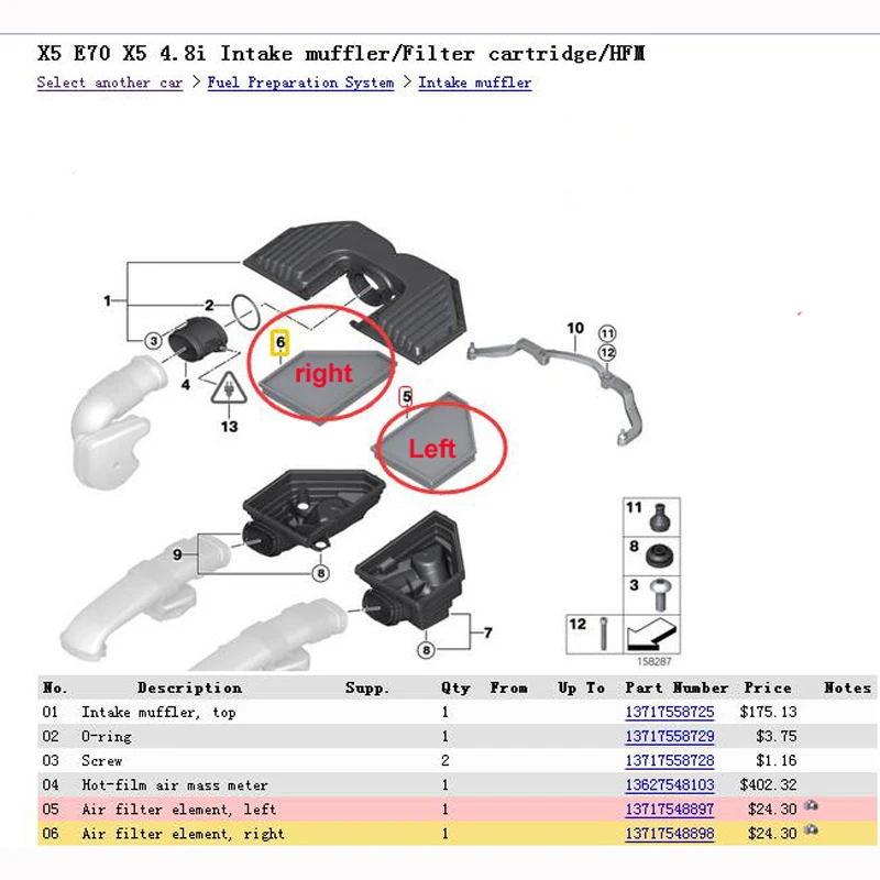 Eustein элемент воздушного фильтра X5 E70 2006 2007 2008 2009 2010 13717548897 13717548898 4.8i внедорожник N62N левую и правую сторону 2 шт