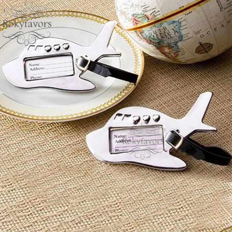 1 Airplane Plane Luggage Tag Wedding Favors Reception Gift Favor Suitcase Travel 