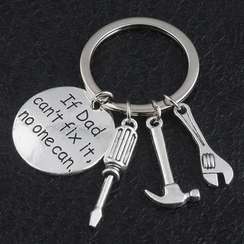 

100 PCS/Lot "If Dad Can't Fix It No One Can" Hand Tools Keychain Daddy Key Rings Gift for Dad Fathers Day Father Key Chain