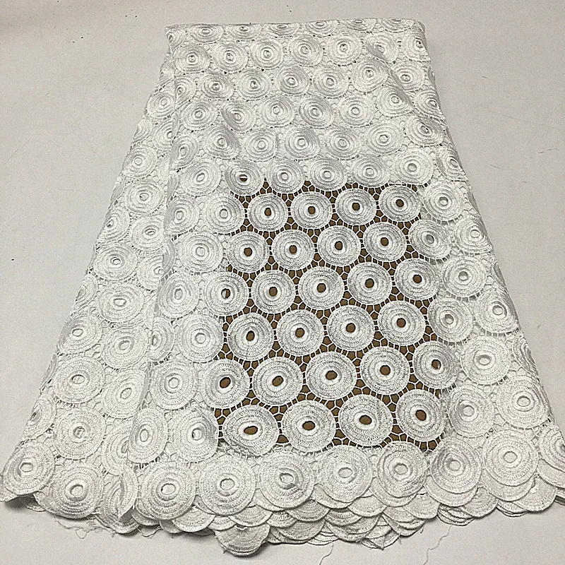 

White High Quality Nigerian Guipure Lace French Cord Lace Latest 2018 African Guipure Cord Laces Fabrics For Wedding 52097-5