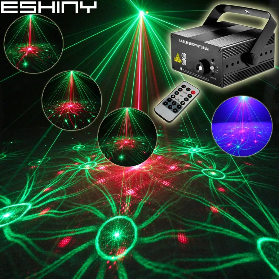 ESHINY البسيطة R & G 48 أنماط جهاز عرض ليزر الأزرق Led Gobo عن DJ الإضاءة ديسكو عيد الميلاد الرقص حزب ضوء المرحلة تظهر N75L48