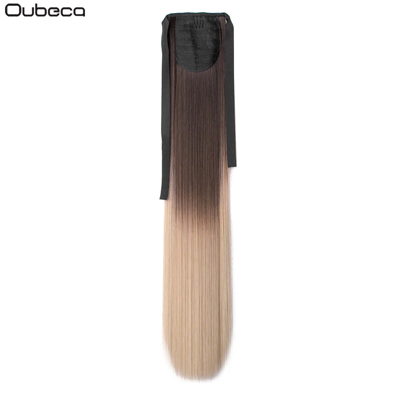 Oubeca 22 Inches Synthetic Ombre Ponytail Straight Long Two Tone Ribbon Pony Tail Hair Piece Clip In Hair Extensions For Women