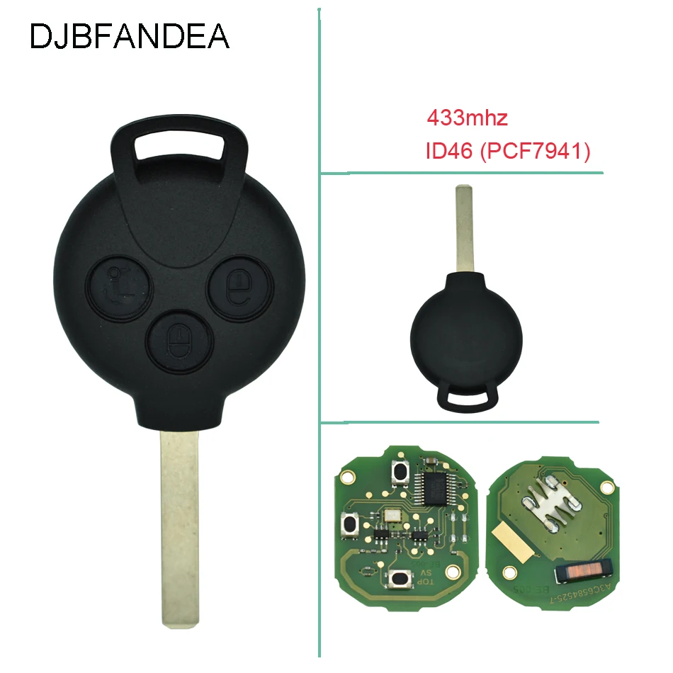 Пульт дистанционного управления DJBFANDEA 433 МГц для Mercedes Benz Smart Fortwo 451 2007 2008 2009 2010 2011 2012