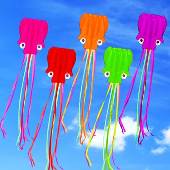 

free shipping high quality soft octopus kite with handle line outdoor toys flying kite reel windsock large kite game jouer