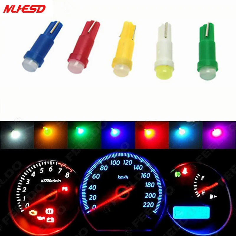 

100pcs T5 COB Car dashboard light instrument Automobile Door Wedge Gauge reading lamp bulb Car Styling white blue dc 12V