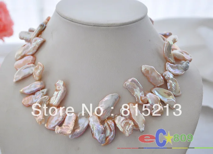 

ddh00724 A++ 17" pink baroque foliage KESHI REBORN PEARL NECKLACE