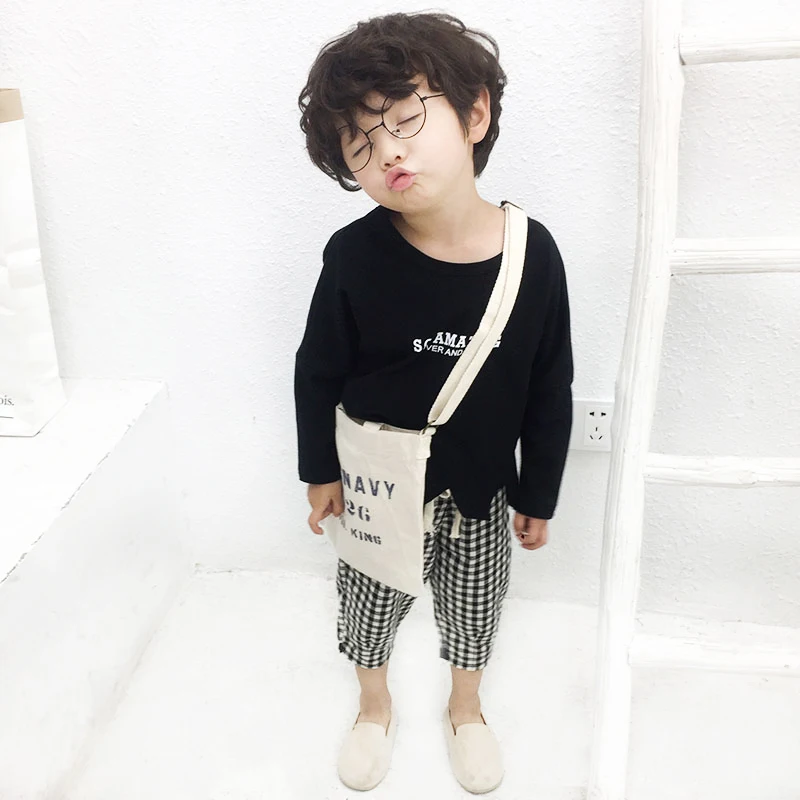 

spring and autumn boy Clothes Solid color Long sleeve Print Flower Letter Sweater kid clothes Toddler bobysuit T-Shirt Leisure