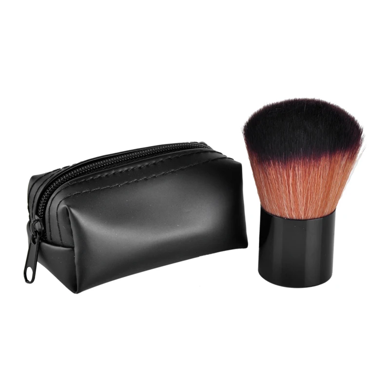 

Face Powder Foundation Eye Shadow Makeup Brushes Flat Contour Blusher Brush Synthetic Hair Cosmetic Tools with PU Bag