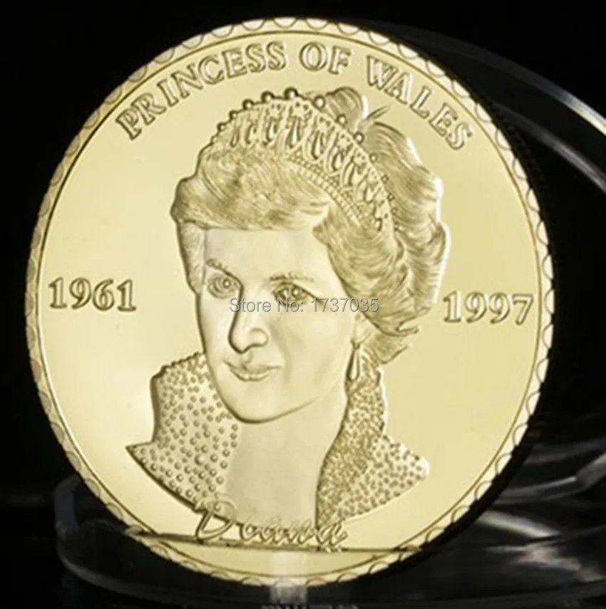 Free shipping Diana Commemorative Princess Of Wales gold plated