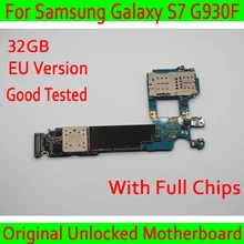 Для samsung Galaxy S7 G930F материнская плата 32 Гб с Android Системы, EU версия 100% оригинальный разблокированый для Galaxy S7 G930F материнская плата