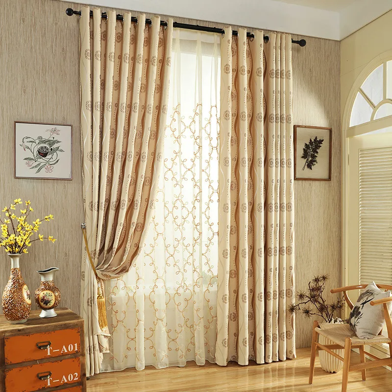 

European-style Chenille Jacquard with Full Shade Curtains for Living Dining Room Bedroom.