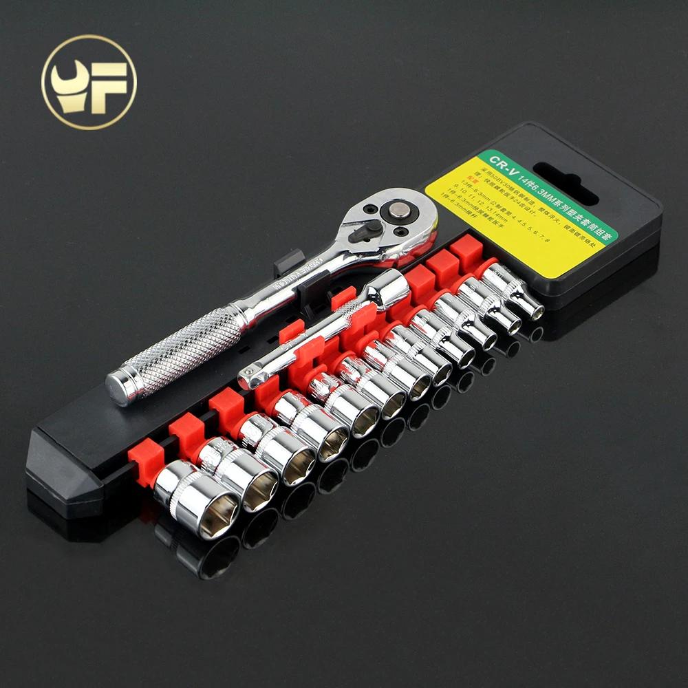 YOFE 14 штук 1/4 &quot4 мм гнездо гаечный ключ головка Метрическая розетка комплект болт