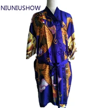 Для женщин ручной росписью халат платье сексуальные мини Ночная рубашка принтом Дракон пижамы Новинка кимоно платье Повседневное ночное Размеры M l, XL