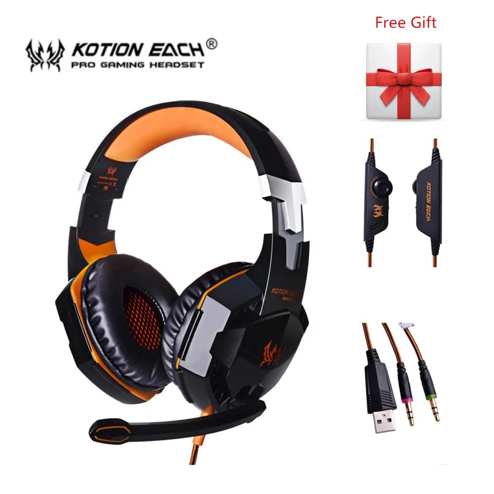 Kotion EACH G2000 LED Lighting Computer Stereo Gaming Headphones Headset Game Earphone With Mic