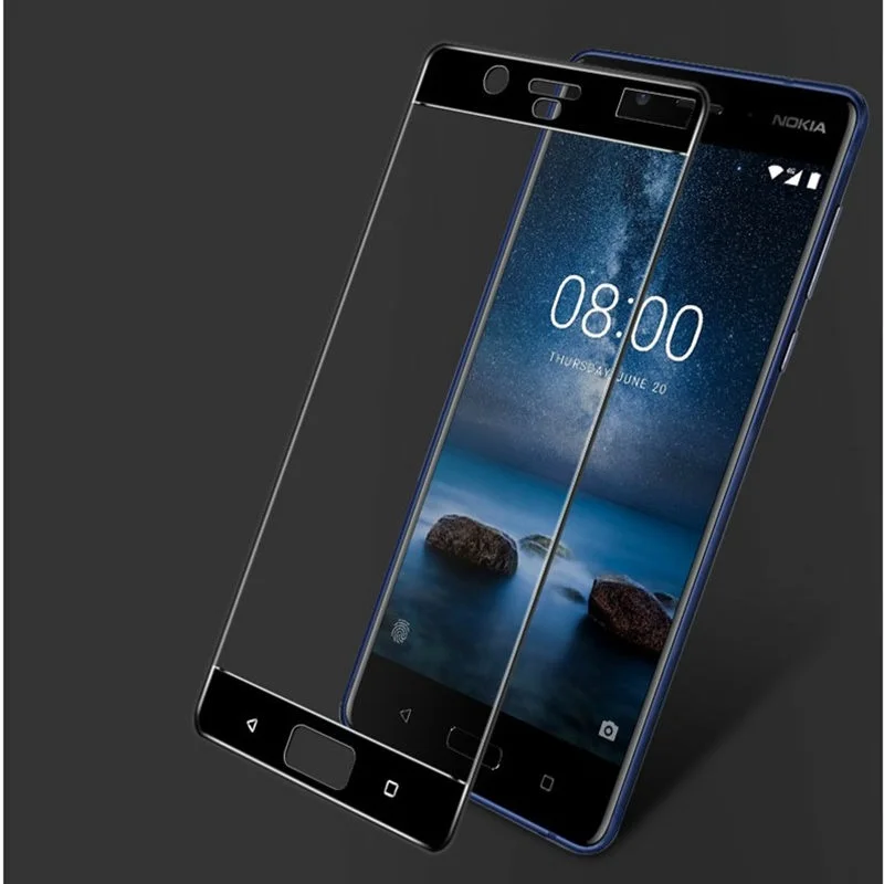 Закаленная Защитная пленка для nokia 8 полное покрытие черный протектор экрана