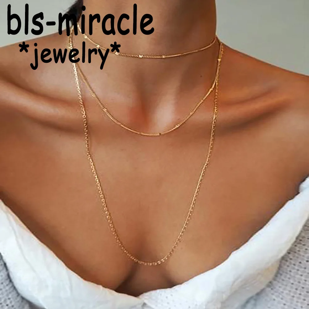 

Bls-miracle Bohemian Multi layer Bead Chain Necklaces 2019 For Women Gold Fashion Necklaces Style Choker Long Summer Jewelry
