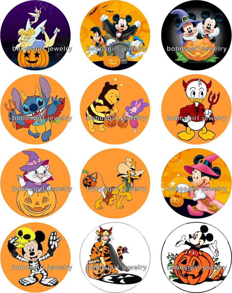 

Halloween DSNEY snap button Jewelry photo Round cabochon flat back Gl304