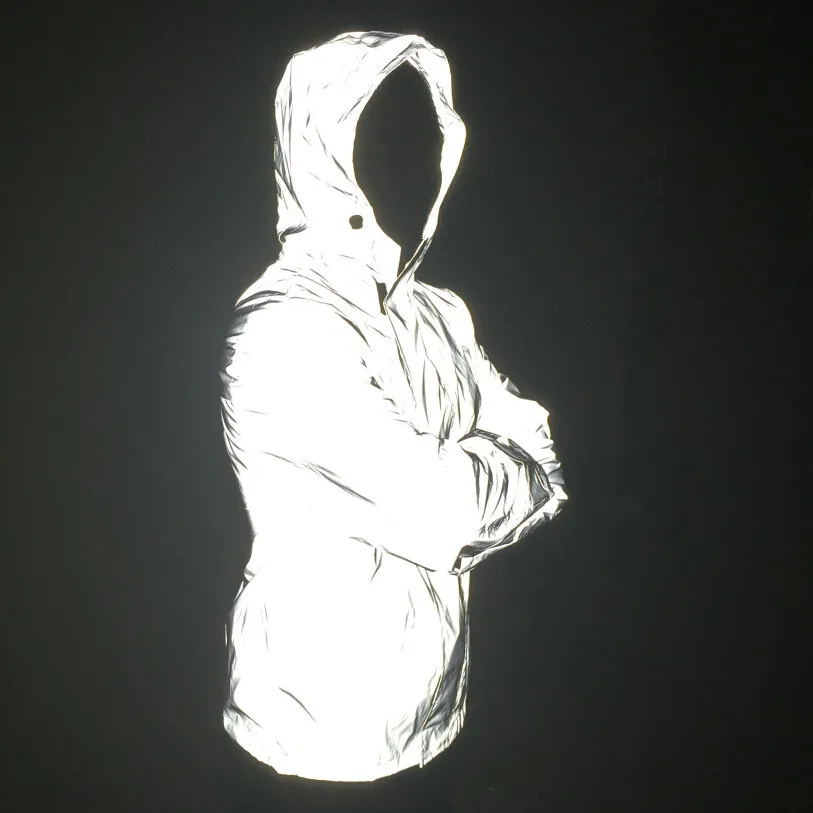 Otono Invierno hombres chaqueta reflectante noche reflectante rompevientos ligero hombres chaquetas y abrigos de hip hop estilo callejero chaqueta